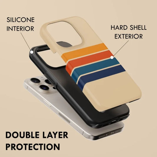 Retro Stripes Magnetic Case – Hard Acrylic Shockproof Cover for iPhone 11–16 Pro