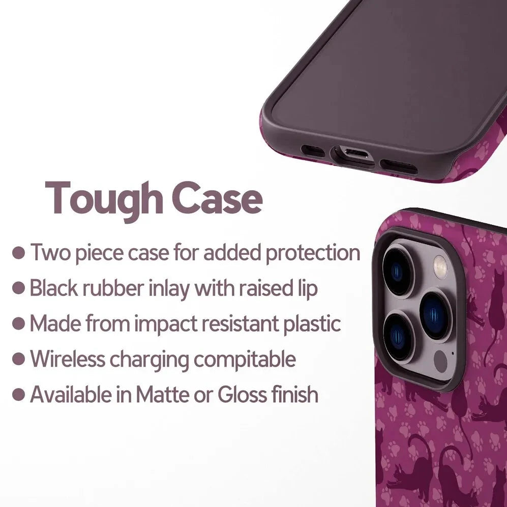 Luxury Purple Cat Pattern Case for iPhone 17–11 Pro Max Double-Layer Cover