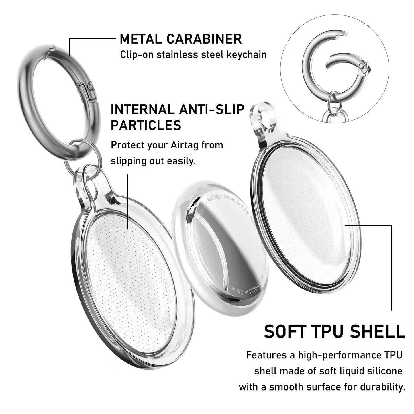 4-Pack Waterproof Silicone AirTag Holder with Keychain for Pets & Luggage