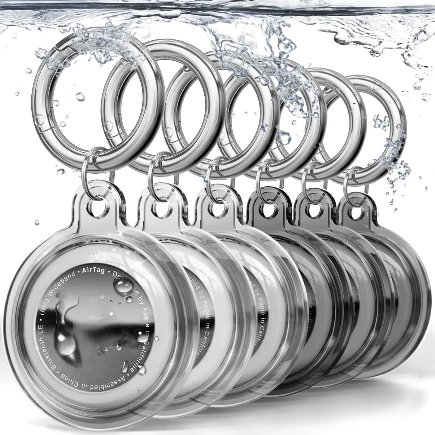 4/8/6  Pack Waterproof AirTag Keychain Case for Pet Collars & Key Rings