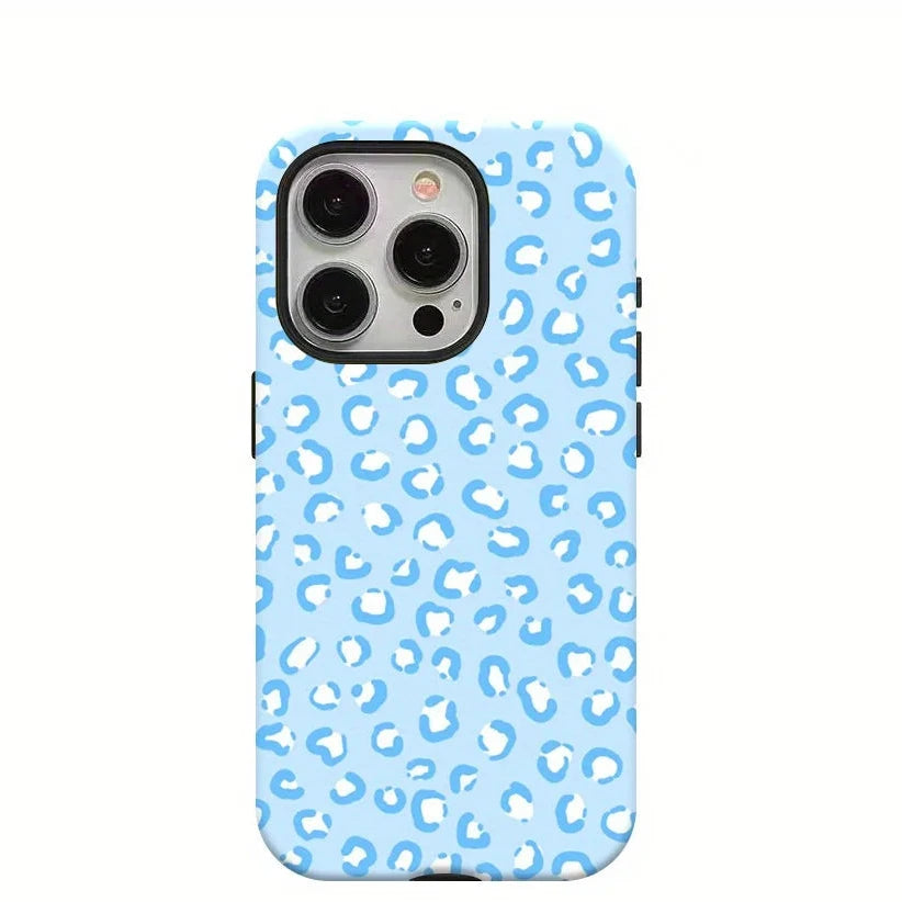 Blue Leopard Print Case for iPhone 16–7 | Luxury Double-Layer Cover