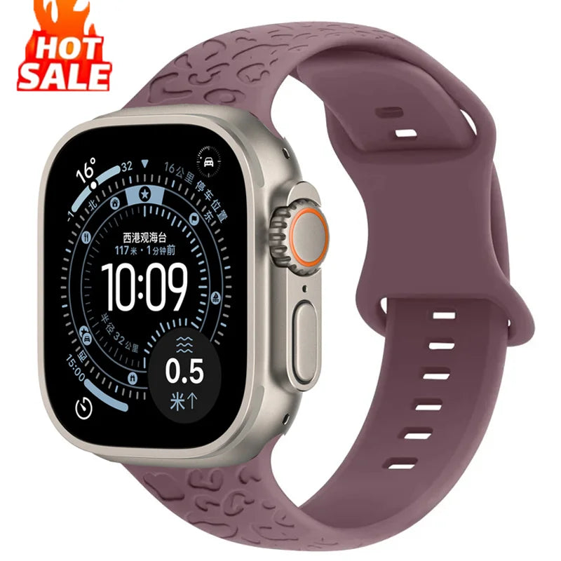 Engraved Silicone Strap for Apple Watch 11/10/9/8/7/SE Ultra 3 Band