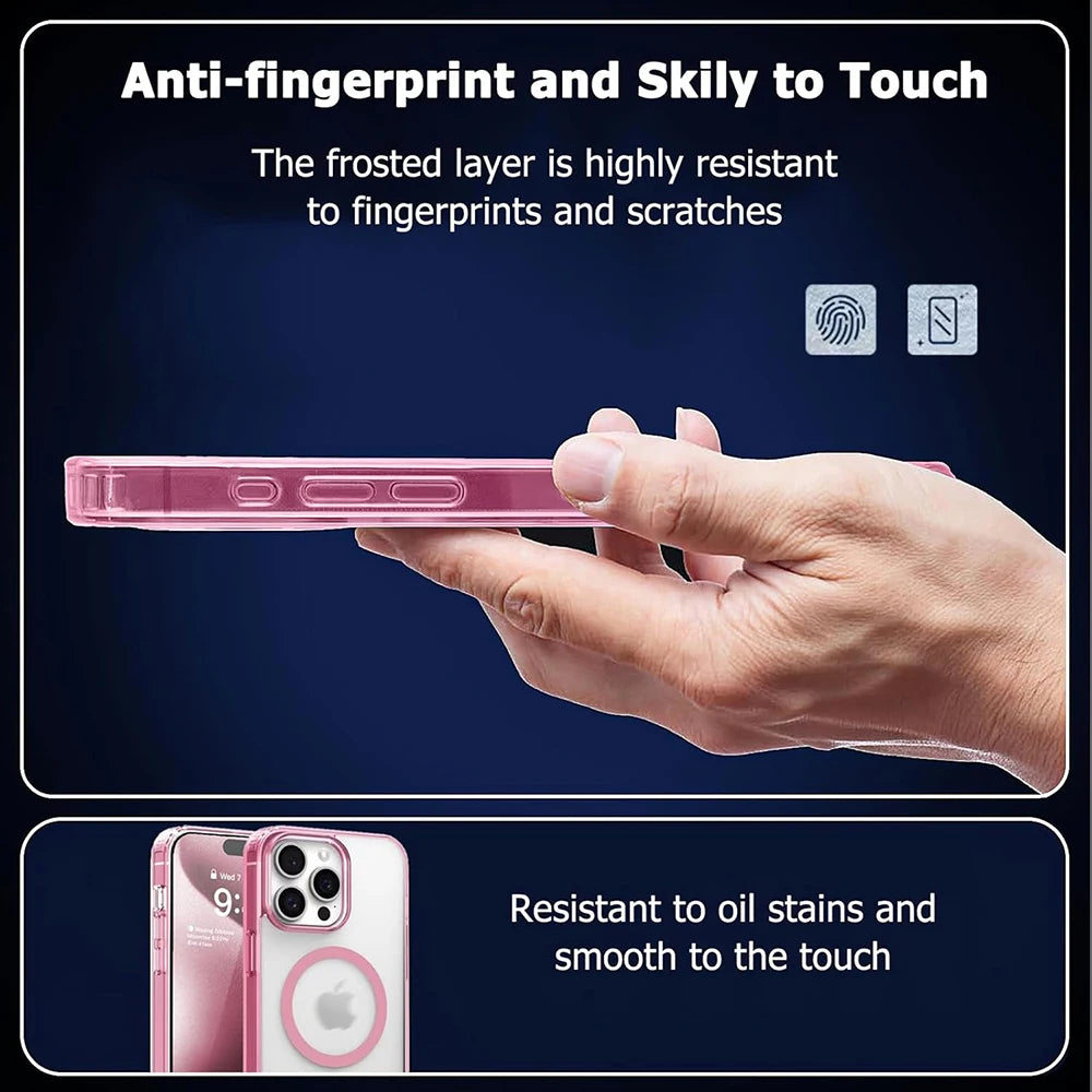 Strong Magnetic MagSafe Hybrid Case Matte Candy Colors for iPhone 11 to 16 Pro Max