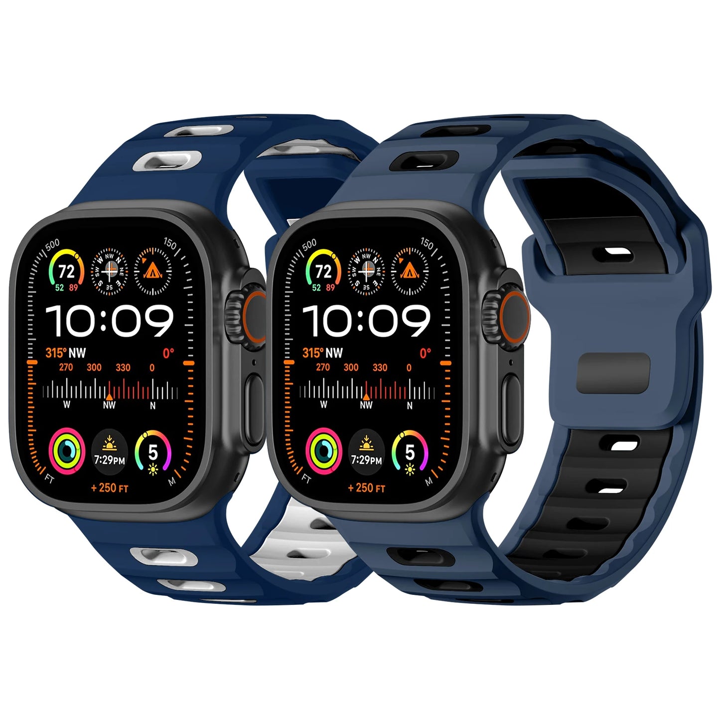2PCS Silicone Strap Band for Apple Watch Ultra 49mm Series 9 8 7 6 5 4 3 SE
