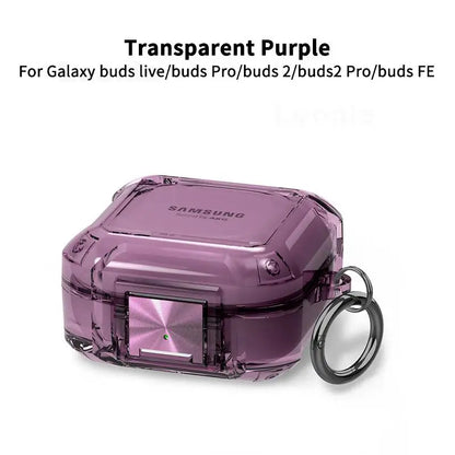 Secure Lock Transparent Case for Samsung Galaxy Buds Pro, Live, Buds 2, FE