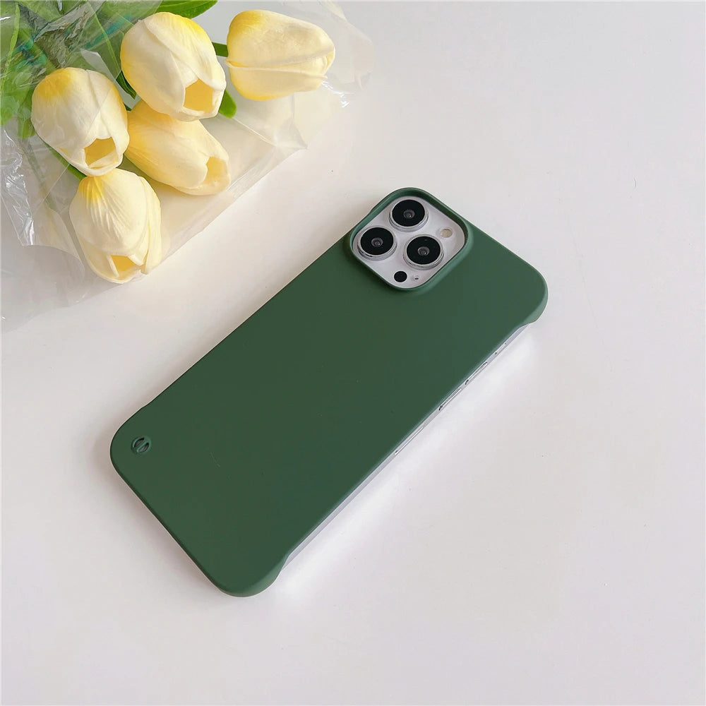 Ultra-Thin Frameless Matte Case for iPhone 14–SE | Luxury Candy Color Cover