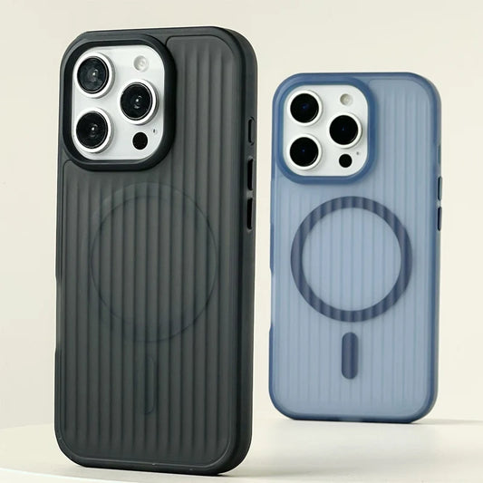 Frosted 3D Wave Texture MagSafe Case for iPhone 14/13/12 Pro Max PC Cover