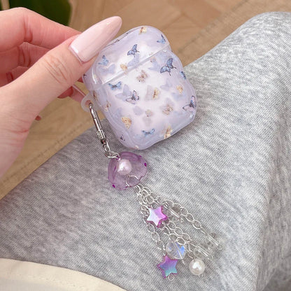 Purple Butterfly Wind Chime AirPods Case for Pro 2/3/4 – Soft Shockproof TPU