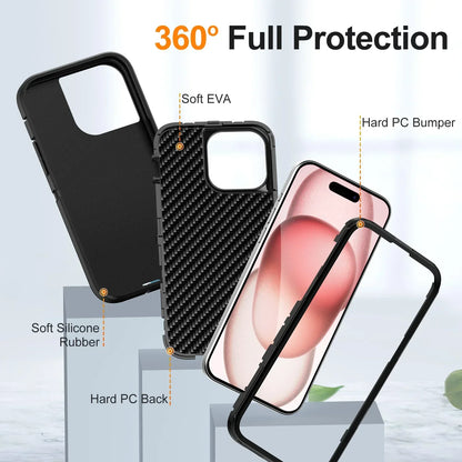 Heavy Duty Full Body Silicone Case for iPhone 16 15 14 Pro Max Protection