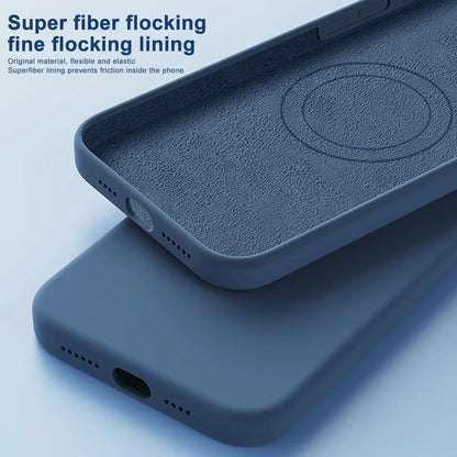 Luxury Liquid Silicone Magnetic Case for iPhone 16 15 14 Pro Max MagSafe Wireless