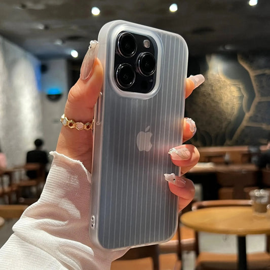 Soft Matte Corrugated Clear Case – Shockproof Silicone Cover for iPhone 11–17 Pro Max