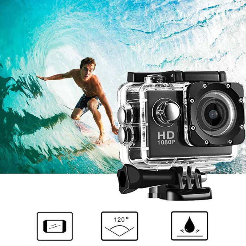 Full HD 1080P Waterproof Sports Camera | Mini Action Cam with Accessories