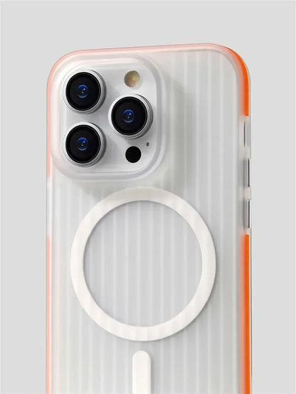 Corrugated Pattern Magsafe Magnetic Case for iPhone 16 15 14 13 12 Pro Max Plus