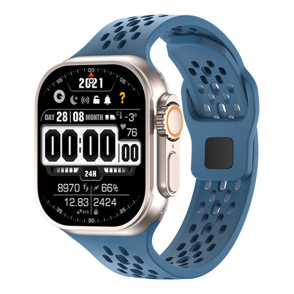 Silicone Sport Band for Apple Watch 3–Ultra, 38–49mm, Series 3–10 Adjustable Strap