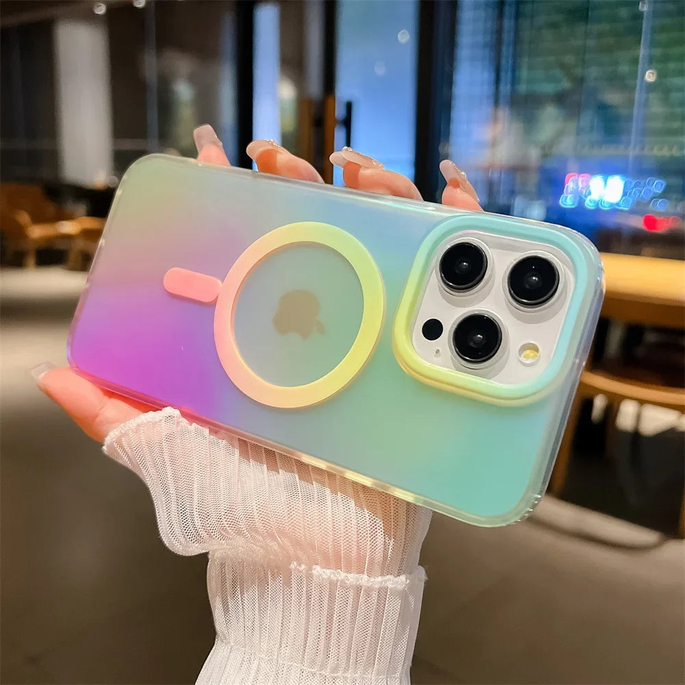 Aurora Gradient Matte MagSafe Case for iPhone 13 14 Pro Max Plus Shockproof