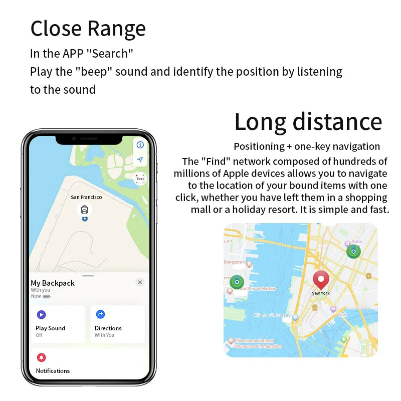 IPX5 Waterproof Bluetooth Tracker for Apple Find My | AirTag-Compatible