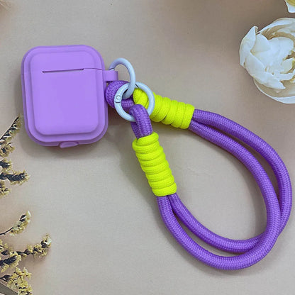 Korean Candy Color Soft Silicone Case for AirPods 1–4 with Anti-Lost Lanyard