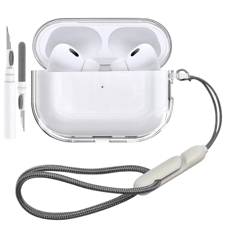 Soft Transparent TPU Case for AirPods Pro 3 – Shockproof with Keychain & Kit