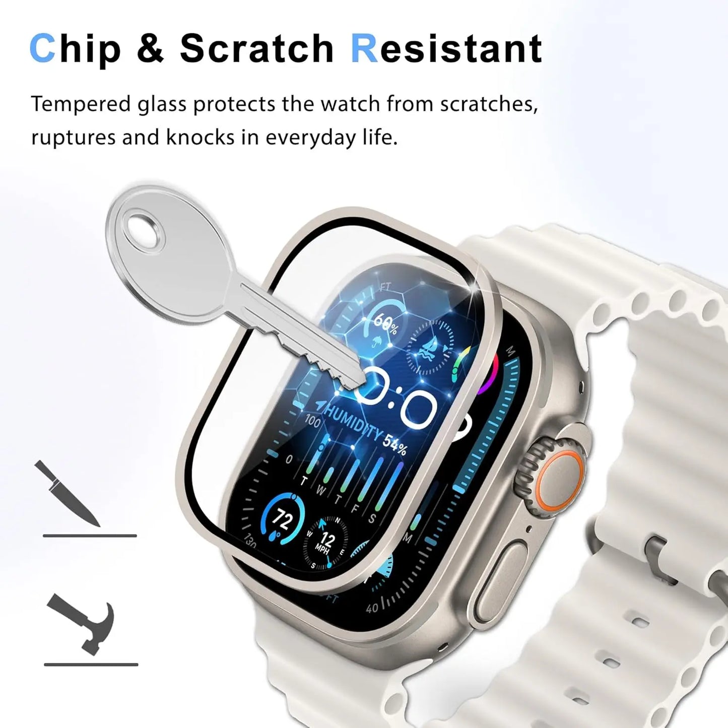 Tempered Glass Film for Apple Watch Ultra 3/2/1 49mm Screen Protector Bumper