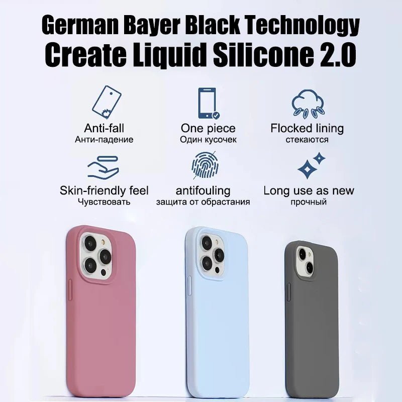 Liquid Silicone Soft Case for iPhone 12 13 Mini Pro Max Cover