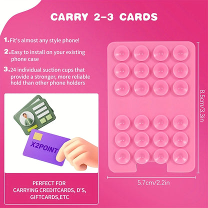 Silicone Suction Cup Phone Holder with Card Wallet for iPhone and Android Selfies