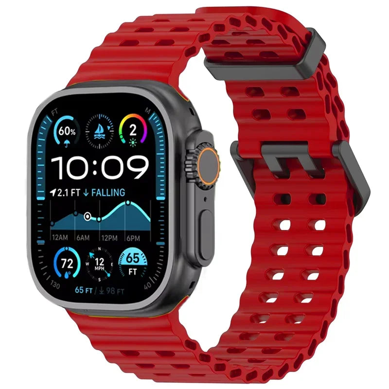 Sporty Ocean Silicone Band for Apple Watch Ultra & Series 4–10
