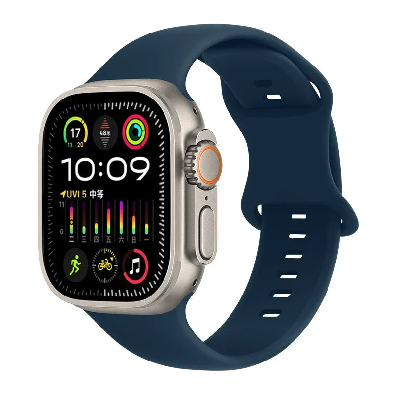 Soft Silicone Waterproof Strap for Apple Watch Ultra 2 & Series 9–SE | 49–41mm