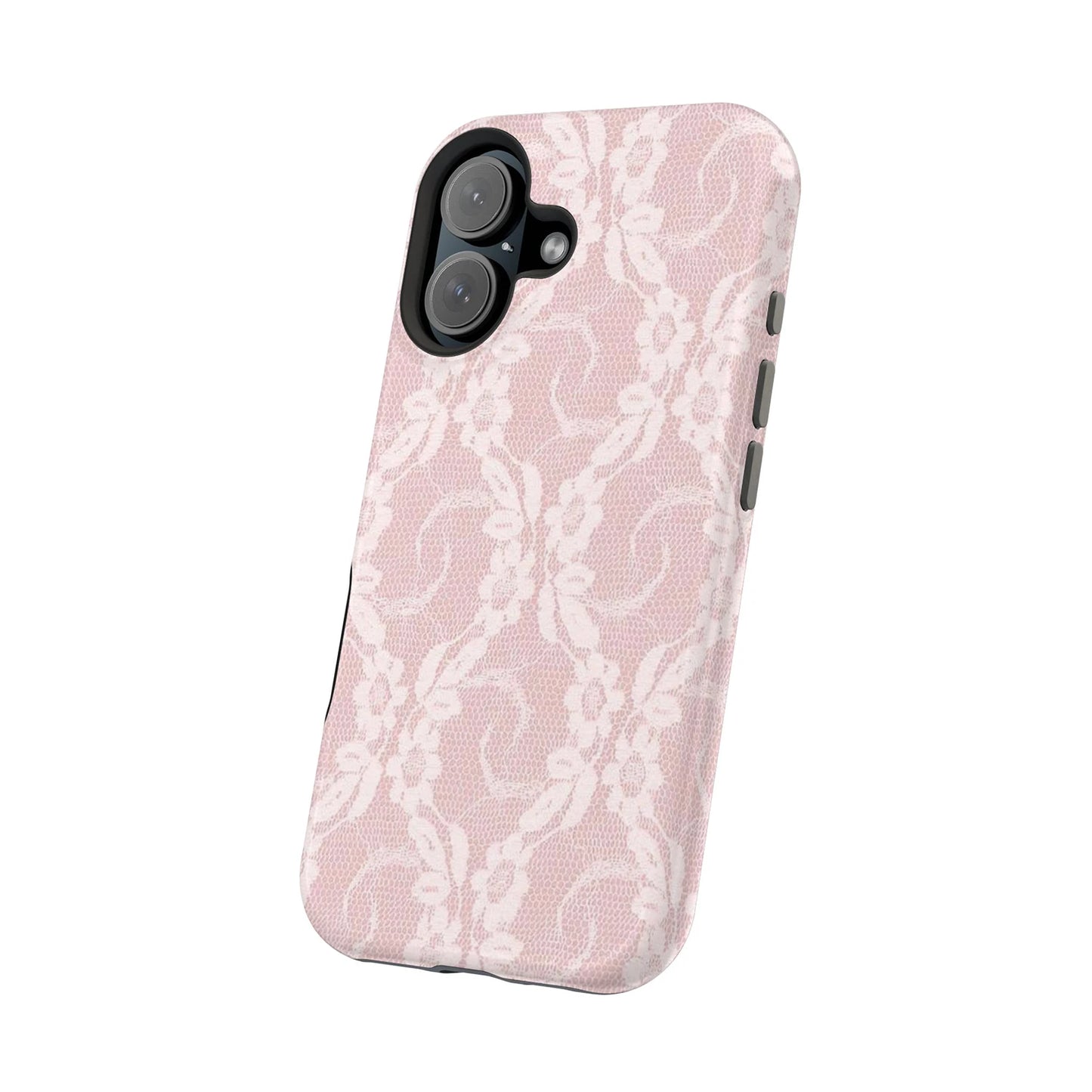 Pink Floral Lace Tough Case for iPhone 17 16 15 14 13 12 11 Pro Max Plus
