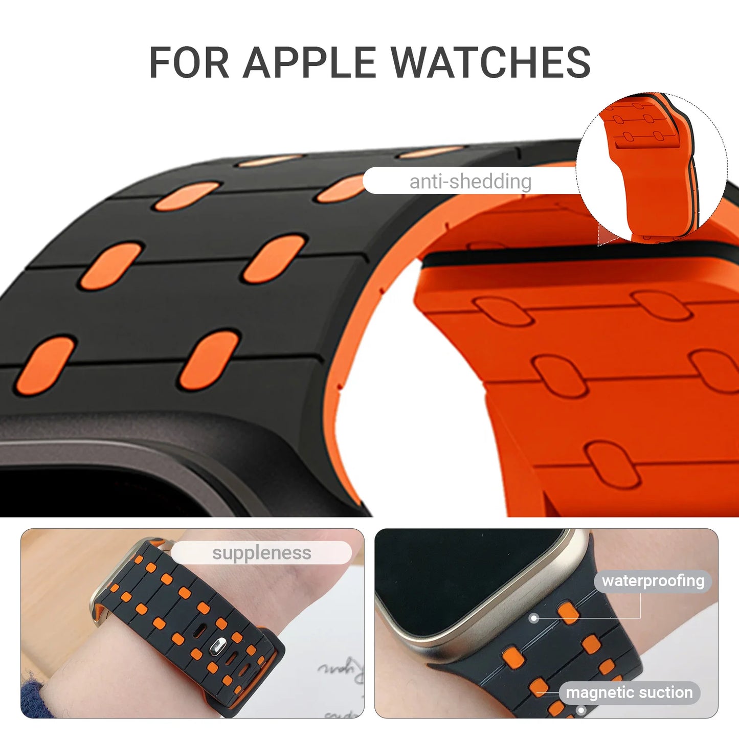 Sport Silicone Bracelet for Apple Watch Series 3–10 SE Ultra 38–49mm