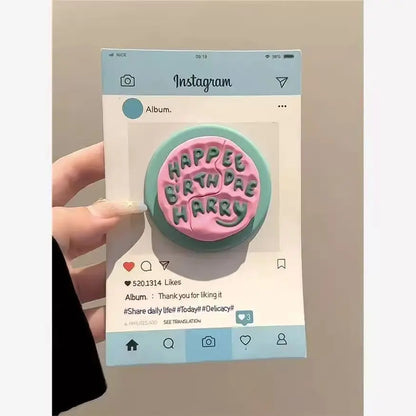 Cute Pink Magnetic Grip Stand for iPhone 17 | MagSafe Smart Holder Tok