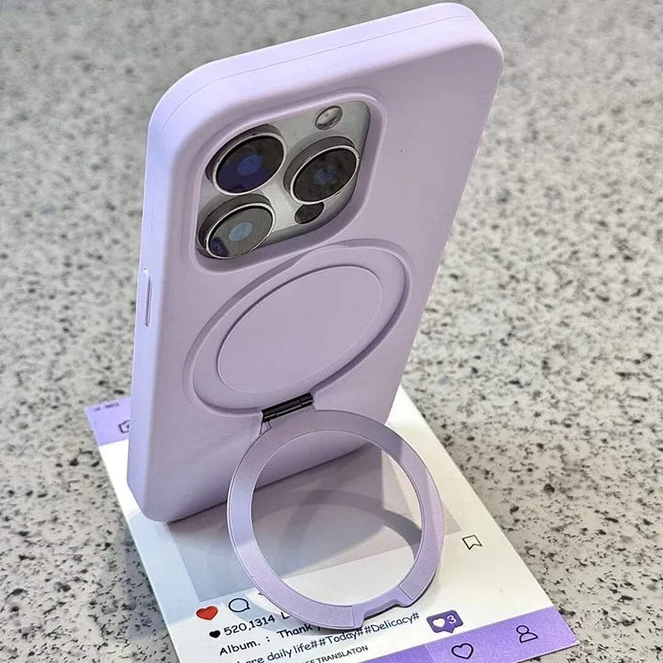 Luxury Magnetic Liquid Silicone Stand Case for iPhone 14 Plus/13/12 Pro Max