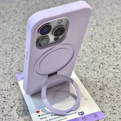 Luxury Magnetic Liquid Silicone Stand Case for iPhone 14 Plus/13/12 Pro Max