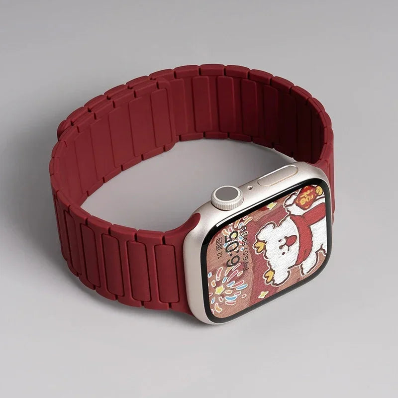 Magnetic Silicone Band for Apple Watch Ultra 2 Series 10–3 (49mm–40mm)