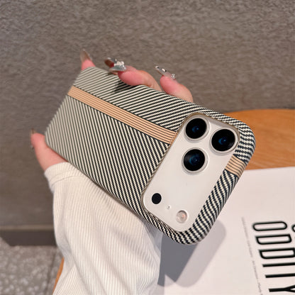 Carbon Fiber Stripe Hard PC Case for iPhone 14 13 12 Pro Max Plus