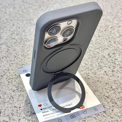 Magnetic Liquid Silicone Stand Case for iPhone 16/15 Pro Max/Plus