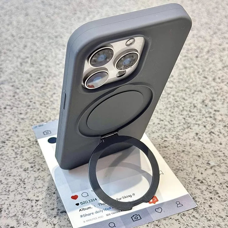 Luxury Magnetic Liquid Silicone Stand Case for iPhone 14 Plus/13/12 Pro Max