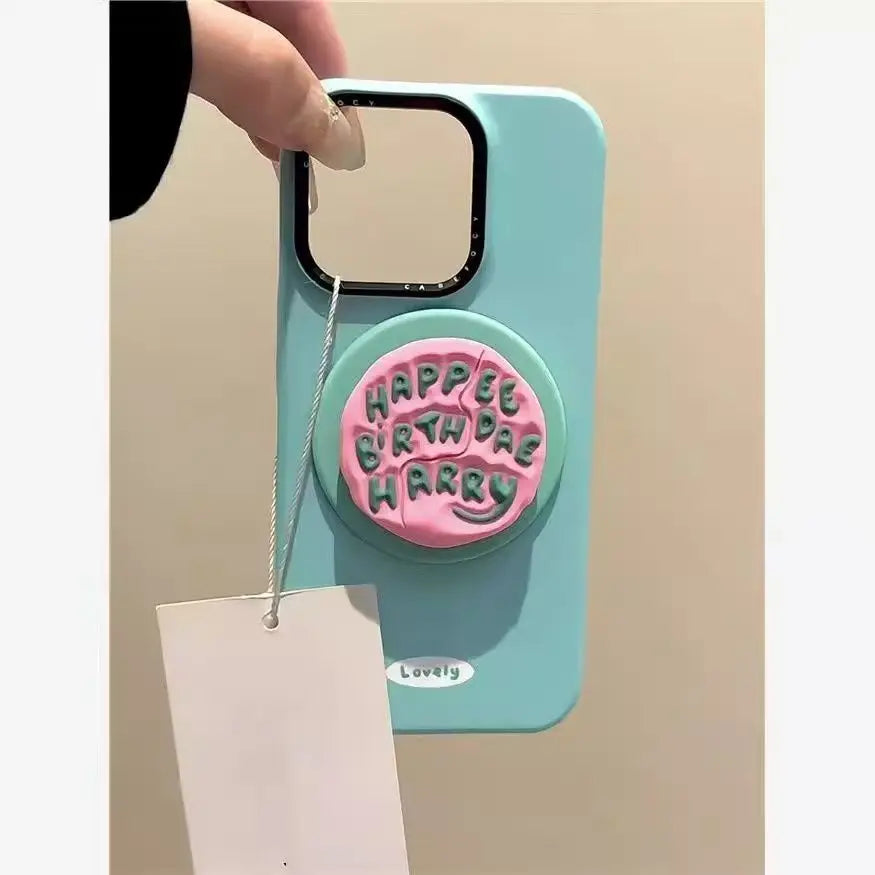 Cute Pink Magnetic Grip Stand for iPhone 17 | MagSafe Smart Holder Tok