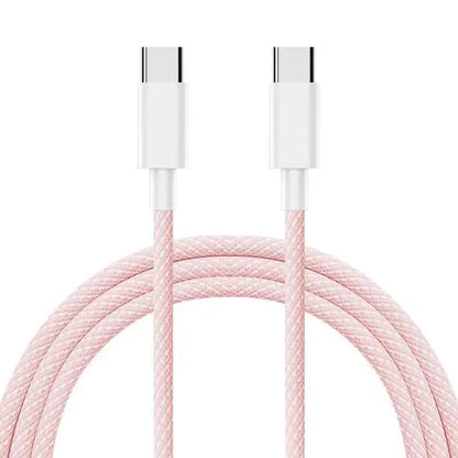 Dual Type-C PD60W Fast Charging Braided Cable for iPhone 15 Huawei Xiaomi