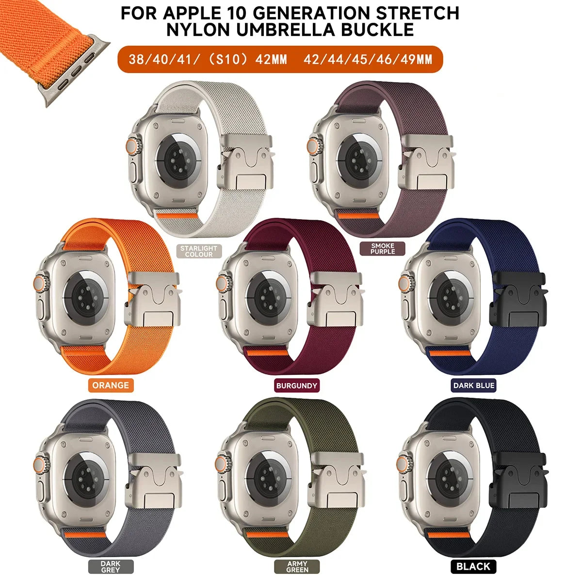 Braided Nylon Strap for Apple Watch Ultra 2/Series 10–6, SE (41–49mm)