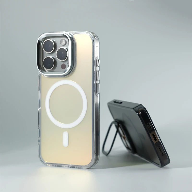 Invisible Lens Kickstand MagSafe Case for iPhone 16 15 14 13 12 Pro Max