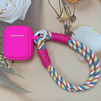 Korean Candy Color Soft Silicone Case for AirPods 1–4 with Anti-Lost Lanyard