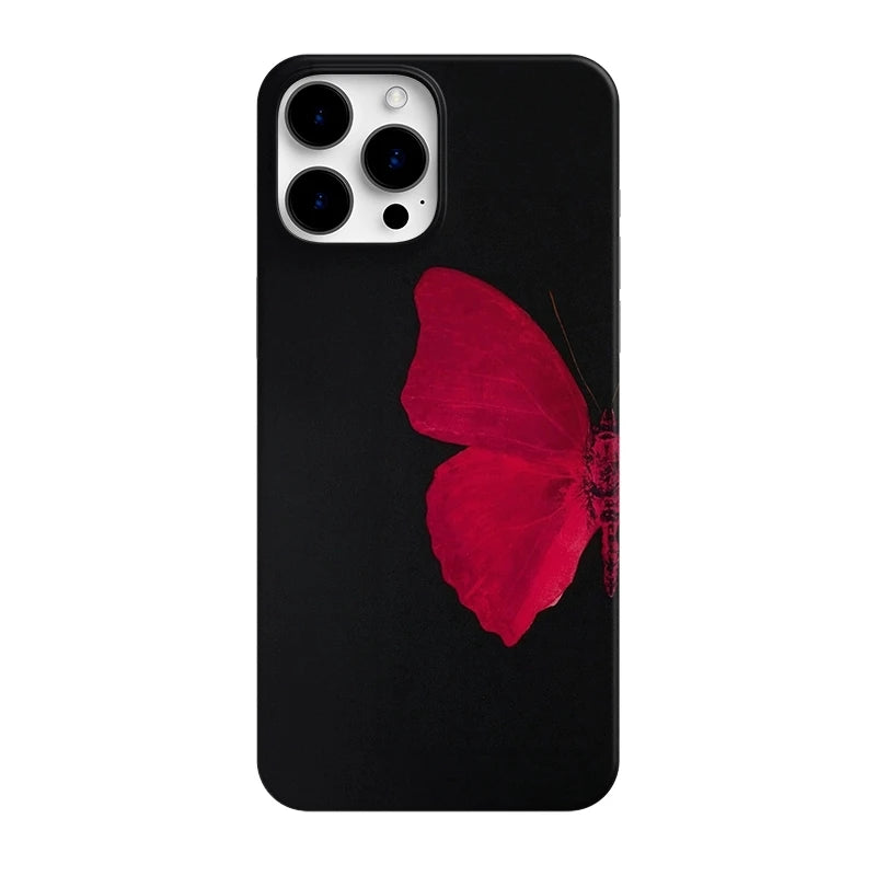 iPhone Case Ins Korean Red Half Butterfly 11–16 Series Y2K Cover