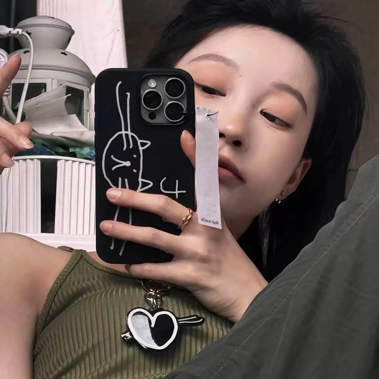 iPhone Case Korean Big Cat Head Y2K 11–16 Series Cute Cover