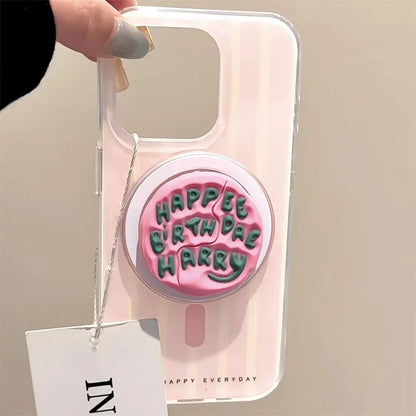 Cute Pink Magnetic Grip Stand for iPhone 17 | MagSafe Smart Holder Tok