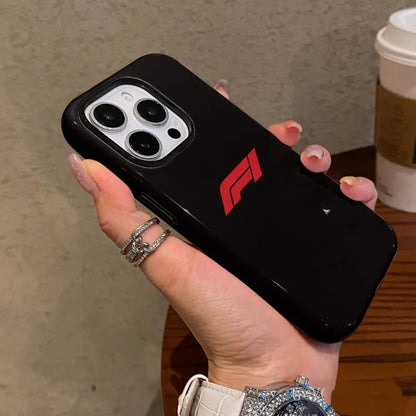 Simple Black Pattern Glossy 2in1 Tough Phone Case For iPhone 16 15 14 13 12