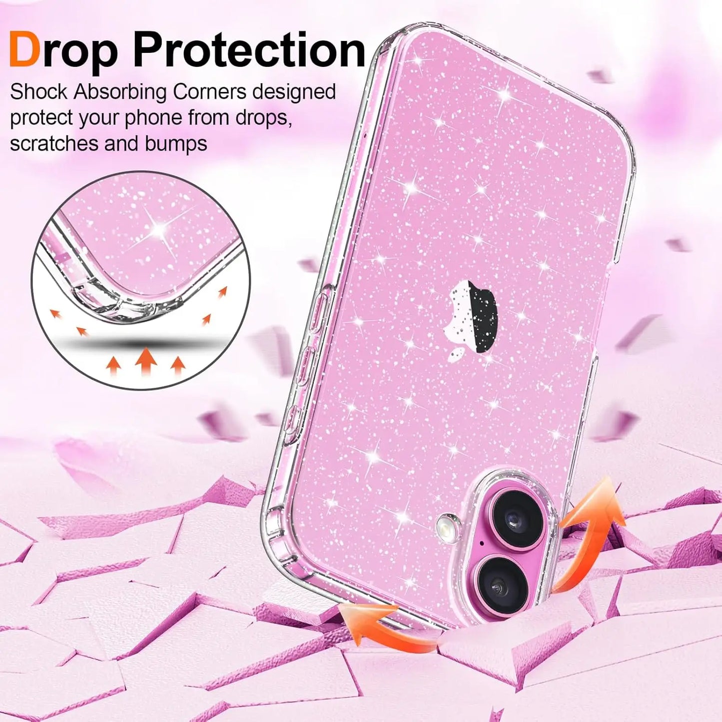 Glitter Clear Case for iPhone 17 Air 16E 16 15 14 13 12 11 SE Mini Pro Max