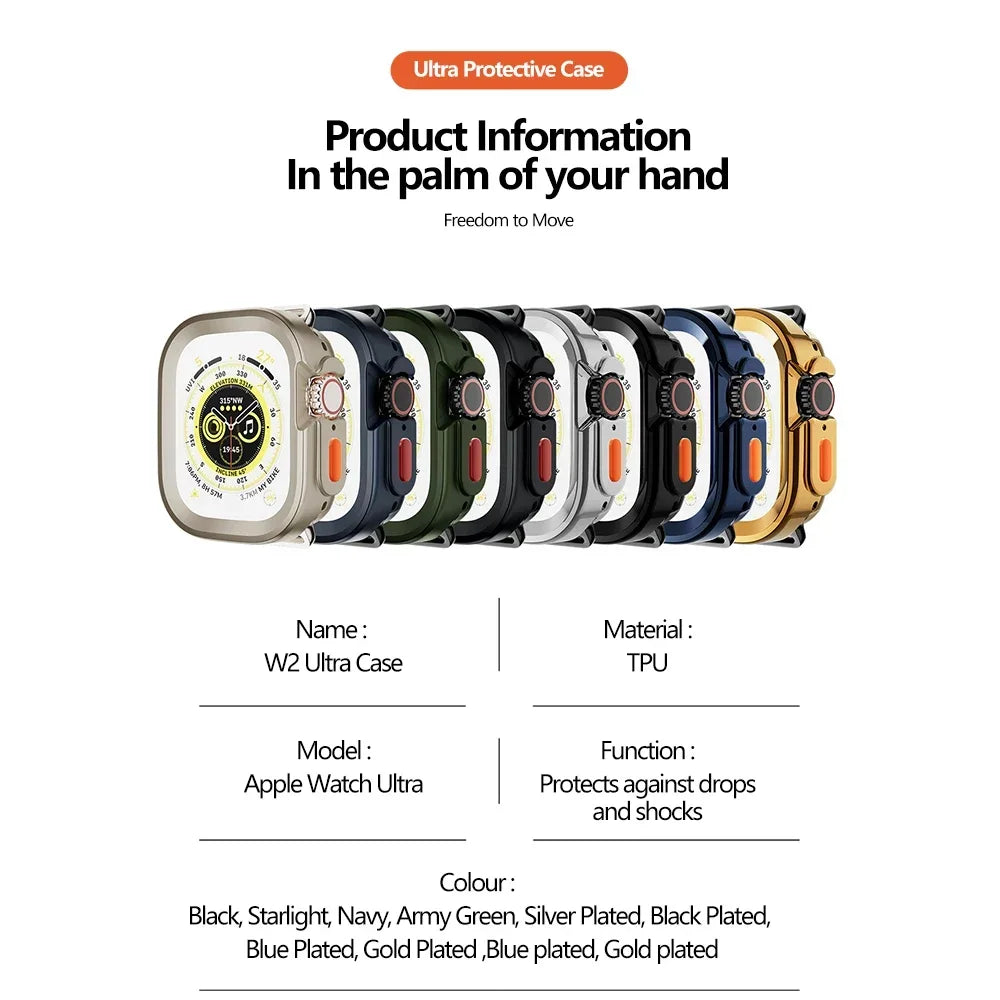 Full Coverage TPU Case for Apple Watch Ultra 2 & Series 8, 49mm Bezel Protector Bumper
