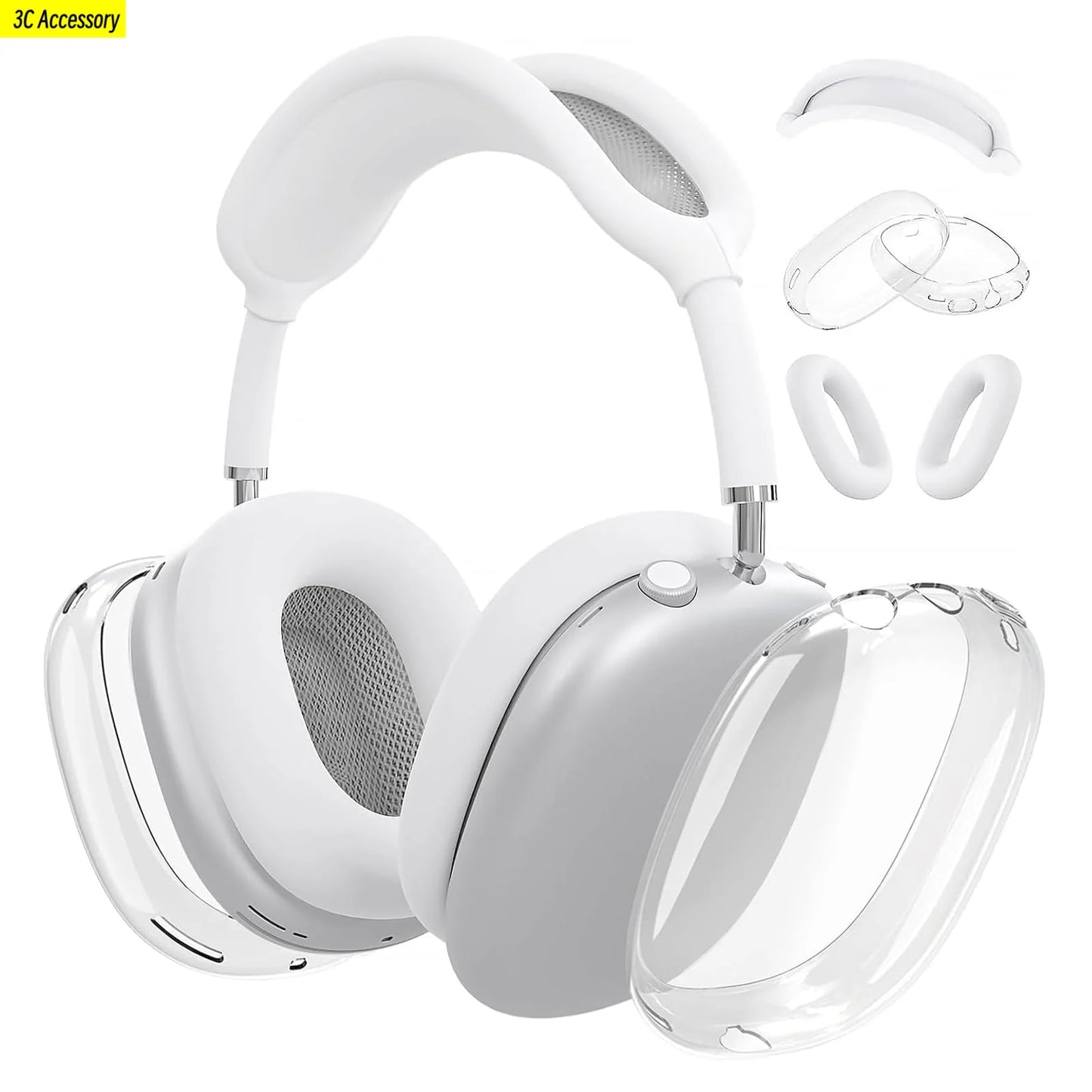 2024 3-in-1 Silicone Case for AirPods Max – Soft Ear Cup Scratch Cover