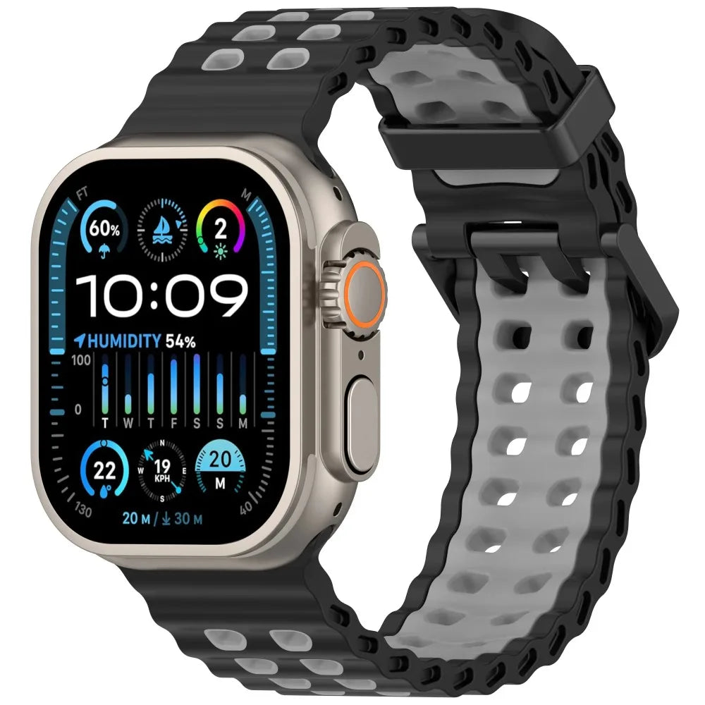 Ocean Silicone Strap for Apple Watch Ultra 3/2 & Series 11–6 SE Band