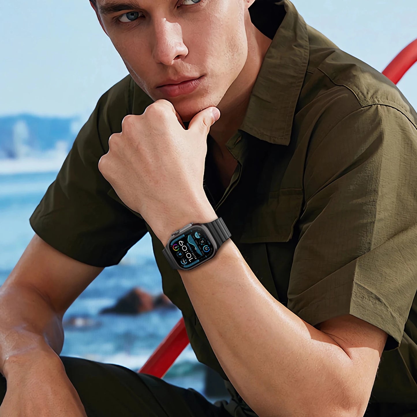 Sport Silicone Strap for Apple Watch Ultra 2 Series 10 9 8 7 SE 49–40mm Bands